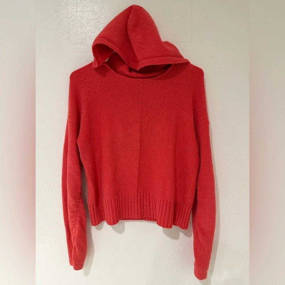 Anthropologie Moth Coral Knit Cotton Blend Hoodie Sweater size S